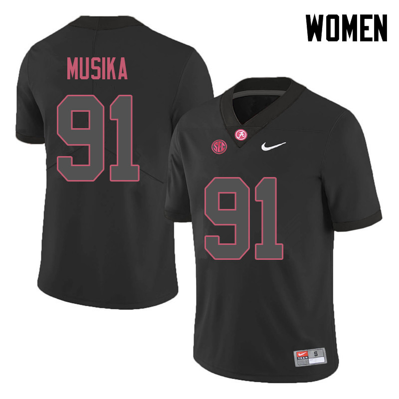 Women #91 Tevita Musika Alabama Crimson Tide College Football Jerseys Sale-Black